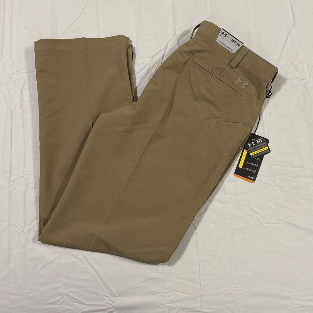NWT Under Armour UA Tech Regular Fit Golf Pants Khaki 36x32